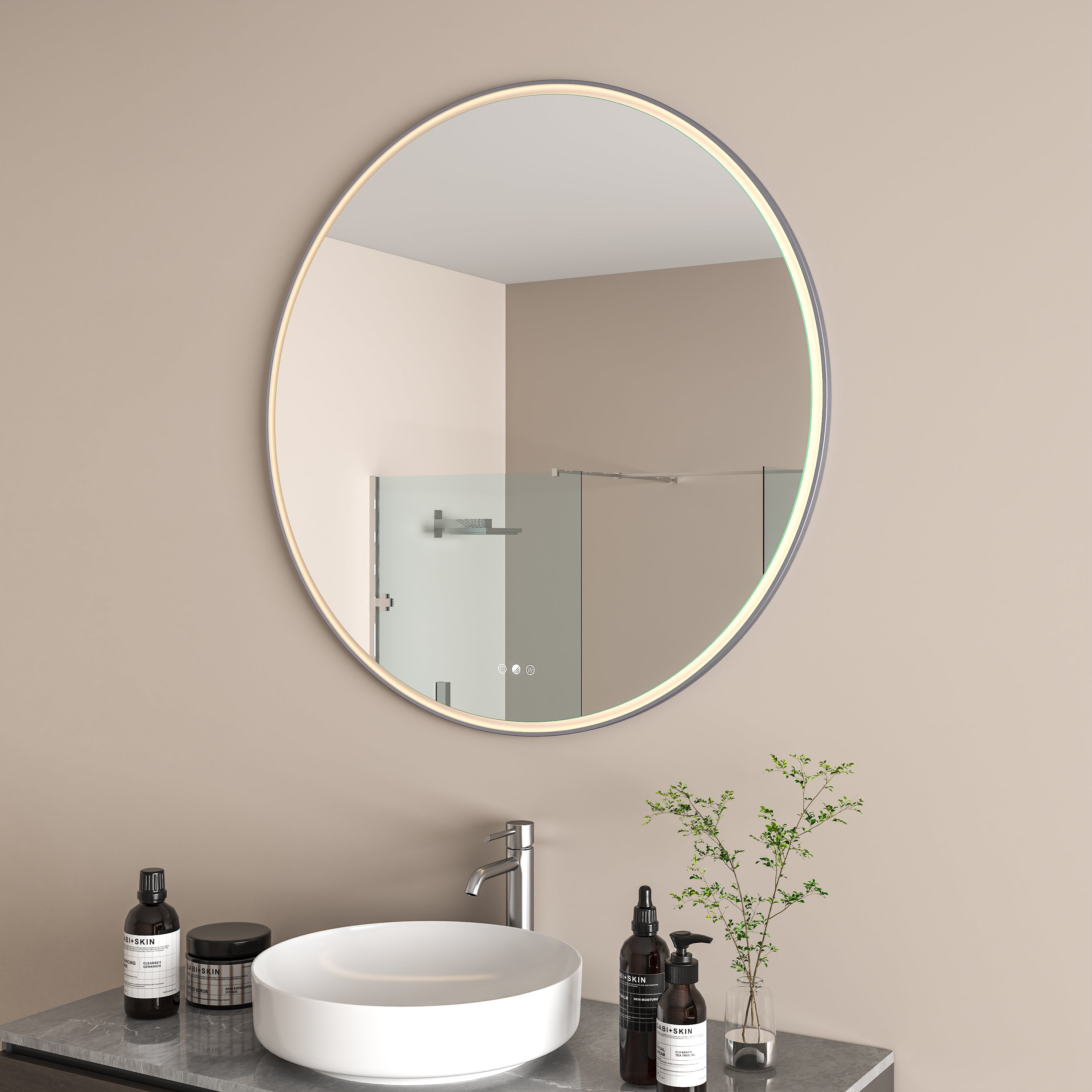 Aura Mirror Gun Metal Grey